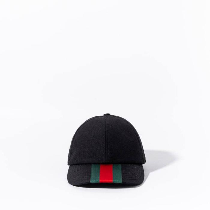 GUCCI Baseball cap canvas with web Black