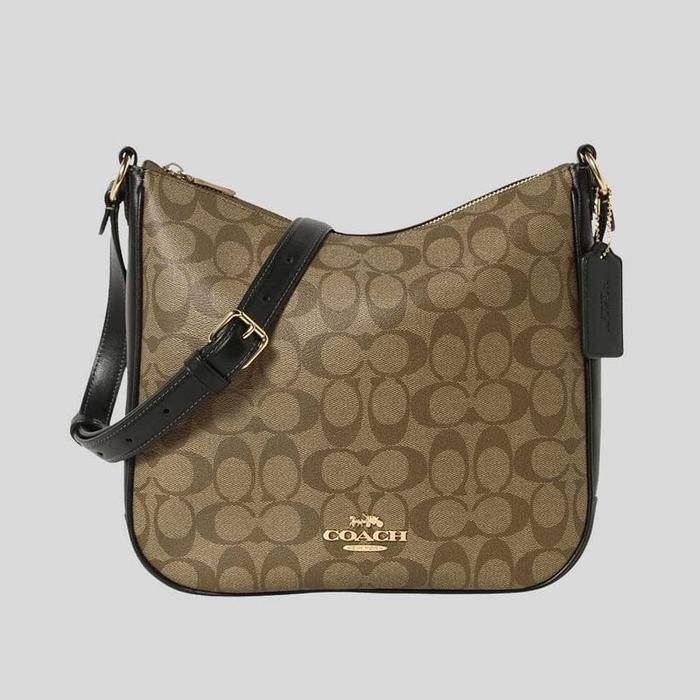 Tas CU959 Coach Ellie File Smooth Leather Sign Khaki Black 100% Authentic Original