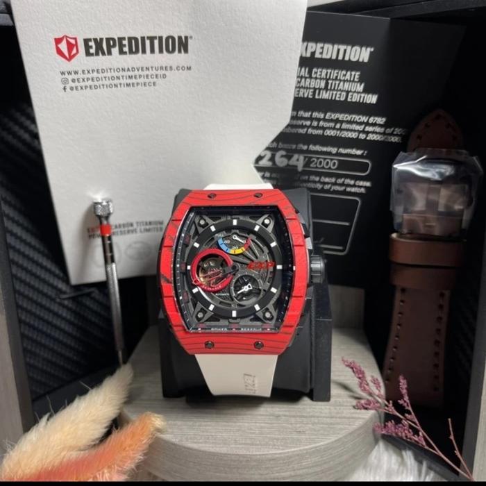 JAM TANGAN PRIA EXPEDITION E6782 E 6782 AUTOMATIC TITANIUM RUBBER BAND