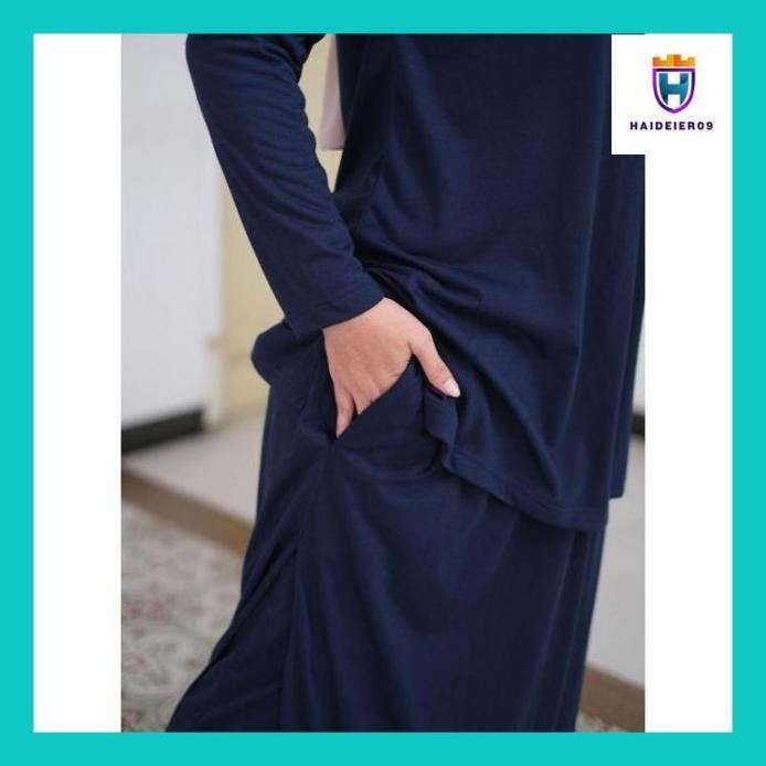 (Haide) Baju Setelan Olahraga Muslimah Polos Jumbo Aisa Wanita Muslim Syari Set Rok Celana Training
