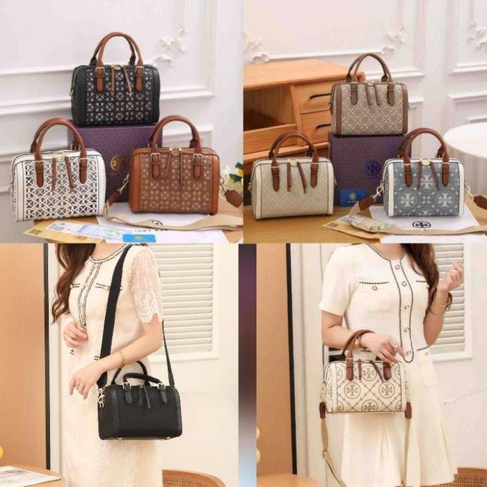 TB 8924 T Monogram Laser Cut Mini Barrel Kulit Semi Platinum