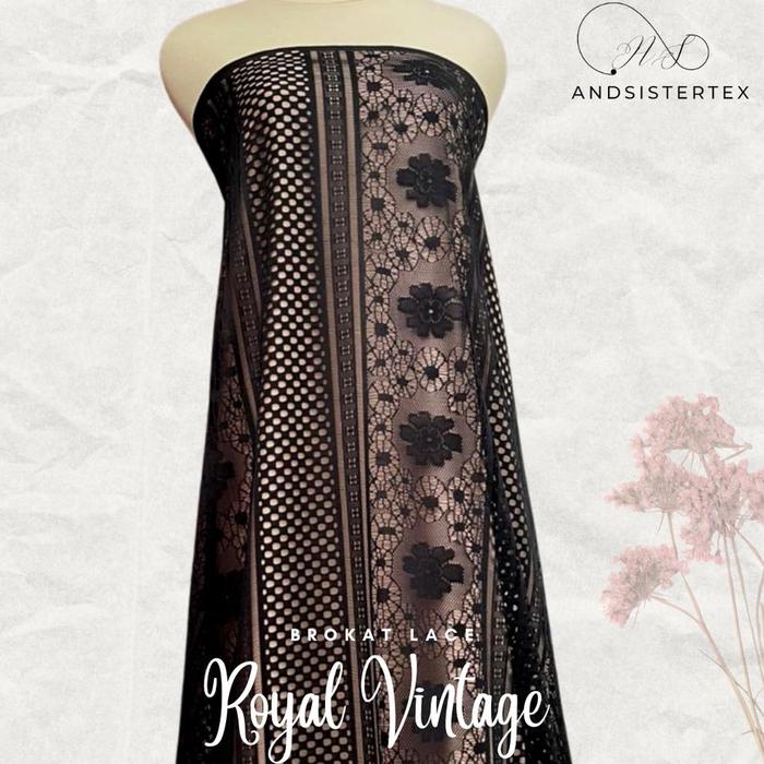 Bahan Kain Kebaya Renda Brokat Lace Royal Warna Hitam
