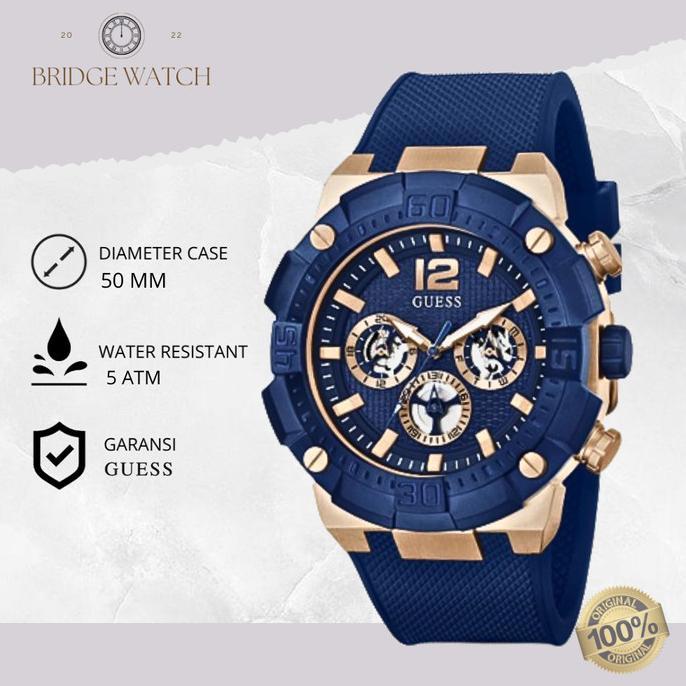 Terbaru Jam Tangan Pria Guess Gw0264G4 Chronograph Blue Dial Mewah Original Terlaris