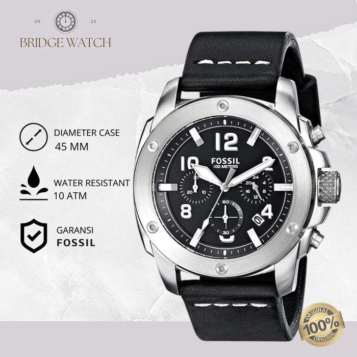 Jam Tangan Pria Fossil Machine Chronograph Kulit Black Sporty Casual Original FS4928
