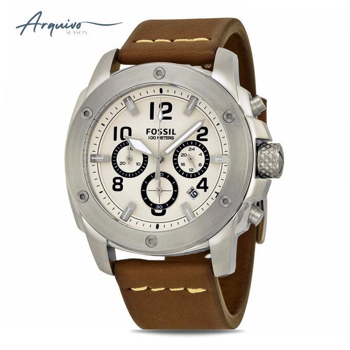 Terbaru Jam Tangan Fossil Pria Machine Chronograph Kulit Brown Original Fs4929 Terlaris