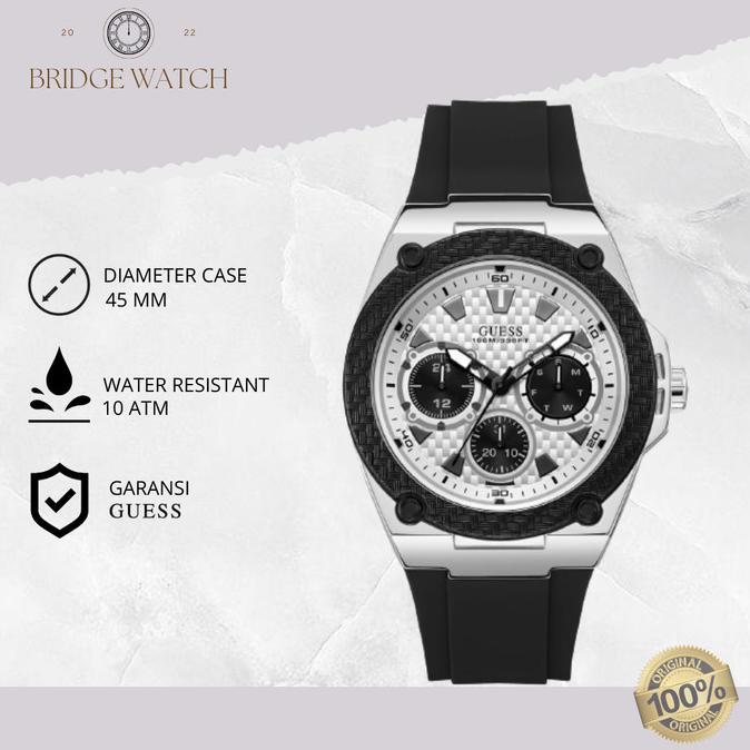 Terbaru Jam Tangan Pria Guess Legacy Chronograph Black Sporty Original W1049G3 Terlaris
