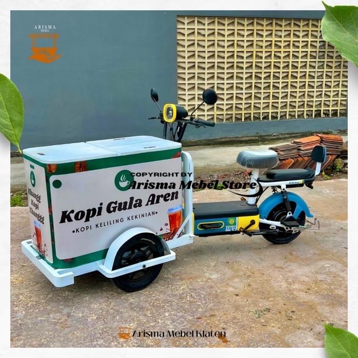 Gerobak Sepeda Listrik, gerobak kopi keliling, gerobak kopi sepeda listrik, gerobak kopi listrik, ge