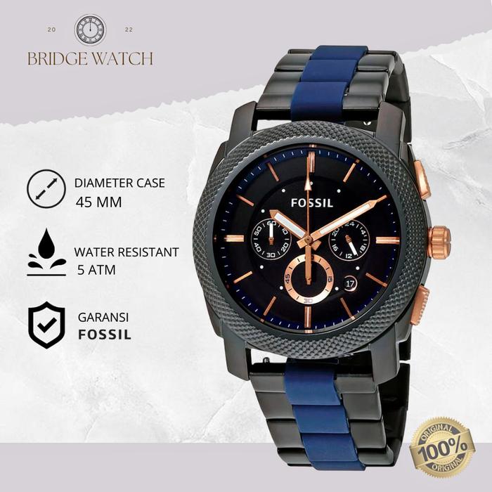 Jam Tangan Pria Fossil Machine FS5164 Chronograph Analog Rantai Mewah Ekslusif Original