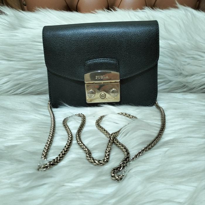 Furla Metropolis Black Small Sling Bag
