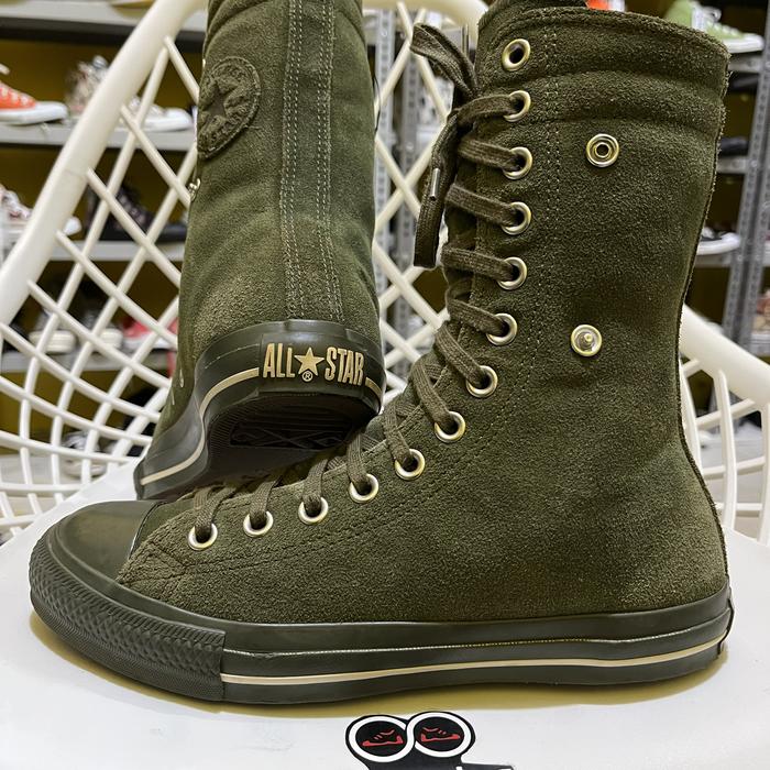 CONVERSE CT HI KNEE OLIVE/PINK PLAID SUEDE VINTAGE (2007) Size EUR 39/24.5CM