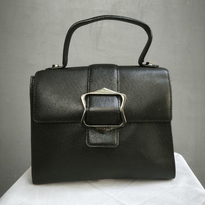 Tas Original Oryany Mini Sling Black Leather Crossbody Bag Preloved