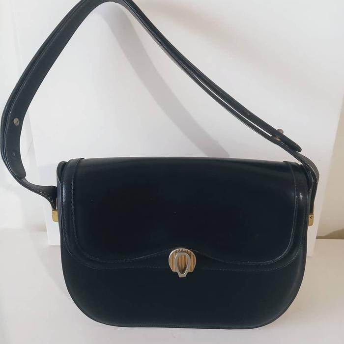 Vintage Genuine Bally Black Leather Shoulder Bag, made in Italy