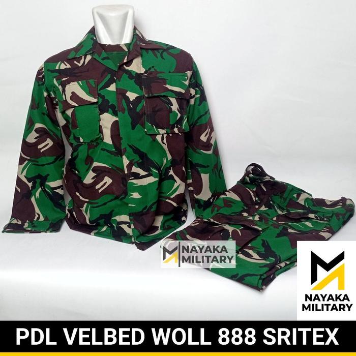 Baju PDL Velbed Woll Sritex 888 Stelan TNI Pakaian Lapangan Setelan Tentara Seragam Loreng Malvinas 