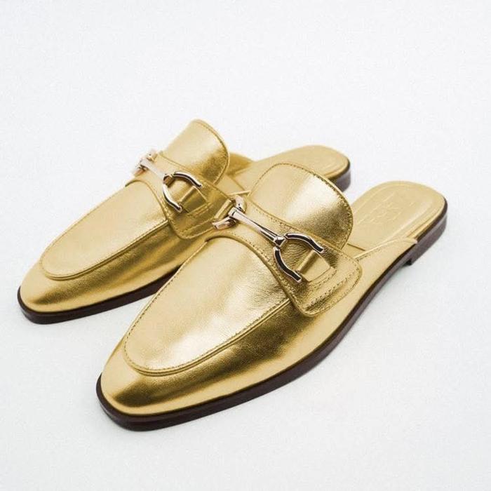 ZARA SLIP ON SANDAL LEATHER GOLD