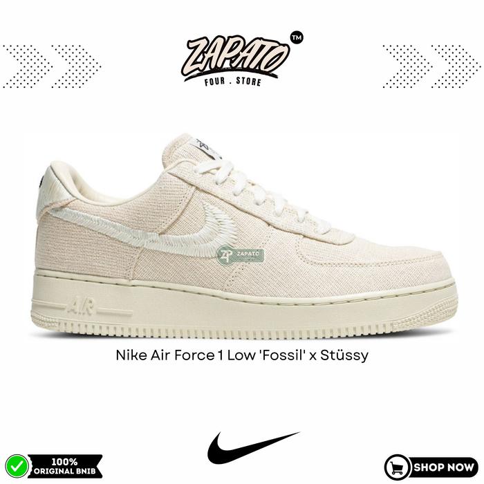 Sepatu Nike Air Force 1 Low 'Fossil' x Stussy Original Brand New In Box