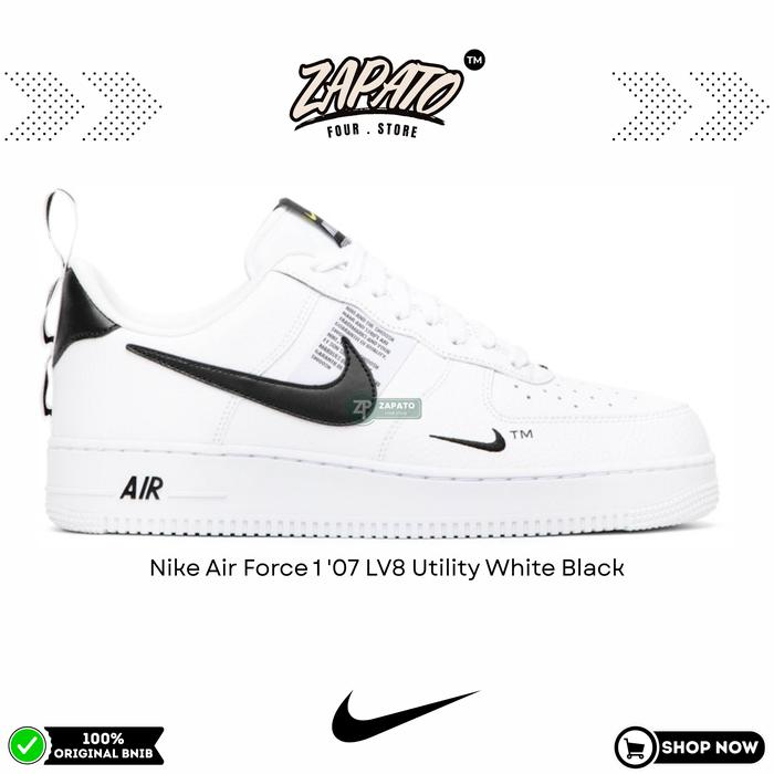 Sepatu Nike Air Force 1 '07 LV8 Utility White Black Original Brand New In Box
