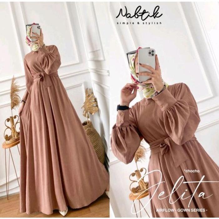 Kostum Premium Gamis Muslimah Jelita Model Elif Gwan Series Dress Maxi By Nabtik High Quality