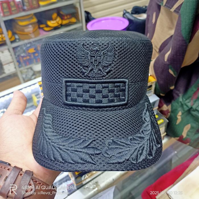 topi komando jaring garuda - bordiran hitam full