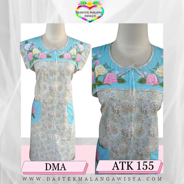 ATK 155 S M L XXL -  Daster Katun Bordir Malang Awisya Tangan Kecil