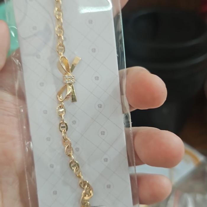 Gelang rantai kombinasi putih rosegold rose gold emas asli 700 70%