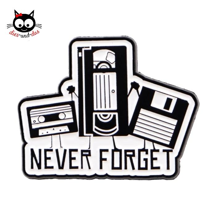 Bros Pin Enamel Never Forget Kaset VHS Tape Video Disket