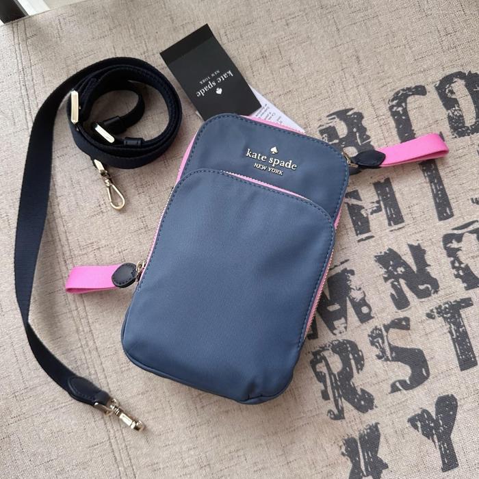 Kate spade chelsea dual zip phone crossbody bag blue stone