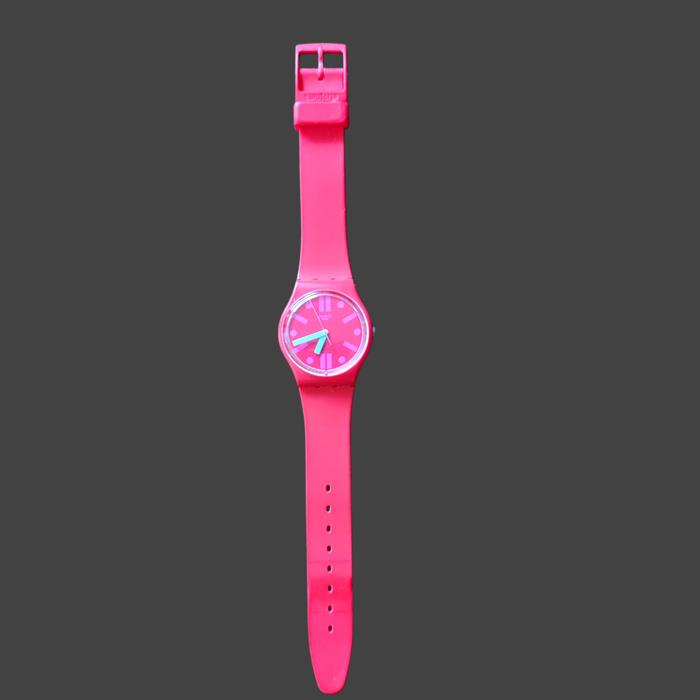 Jam tangan wanita SWATCH 2 warna merah+tosca (preloved)