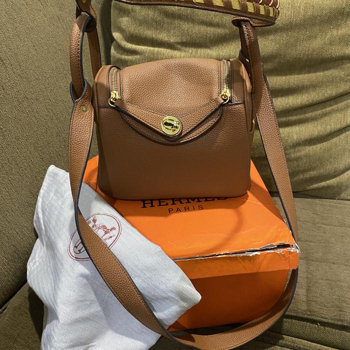 Mini lindy kremes bag brown leather zip riri