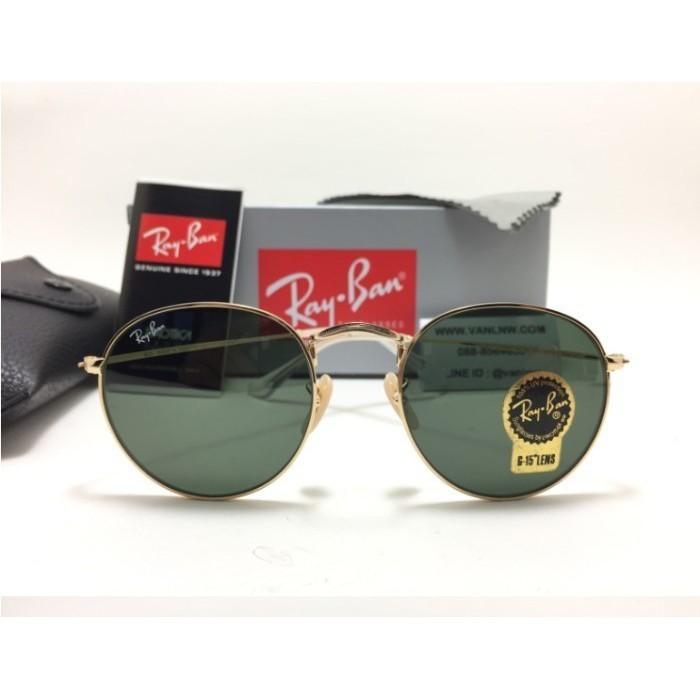Kacamata Original Rayban RB3447 Round Gold Metal Original