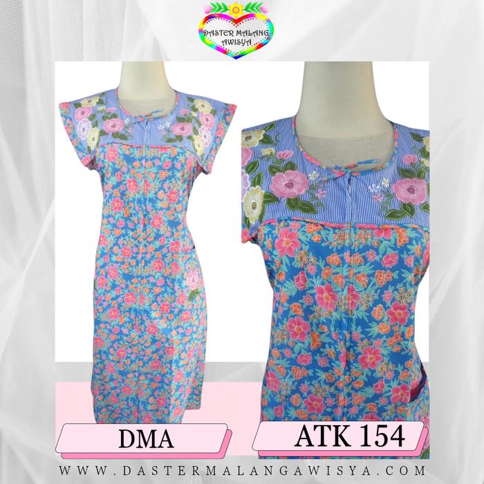 ATK 154 S M  XL XXL Daster Katun Bordir Malang Awisya Tangan Kecil
