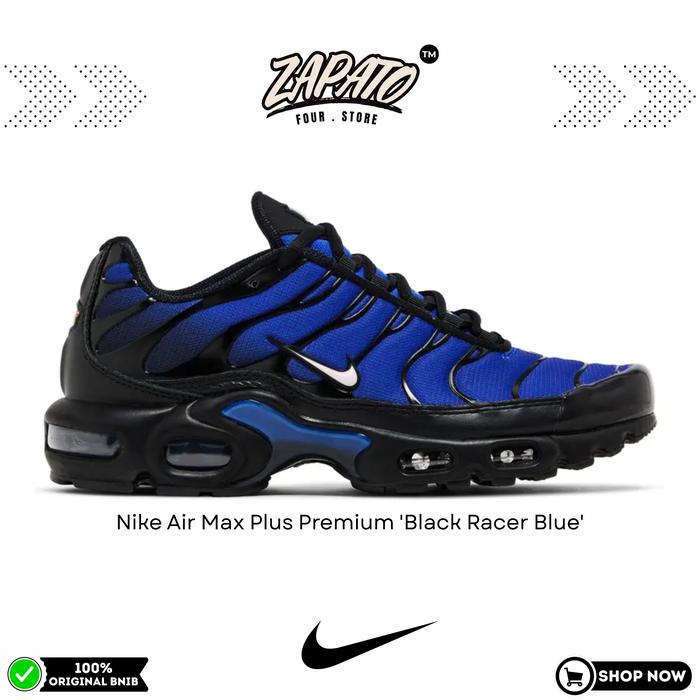 Sepatu Nike Air Max Plus Premium 'Black Racer Blue' Original Brand New In Box