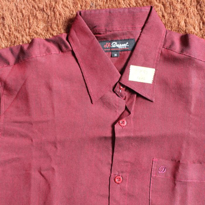 Kemeja lengan Panjang  keren seperti baru " ST Dupont" mulus warna jreng, size M lebar dada 50 panja