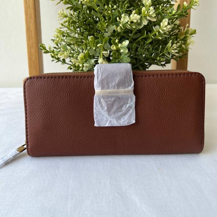 dompet wanita fossil bryce clutch med brown mm