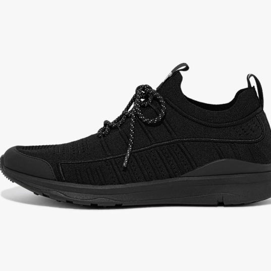 Sepatu sneakers pria fitflop vitamin FF knit black original with box