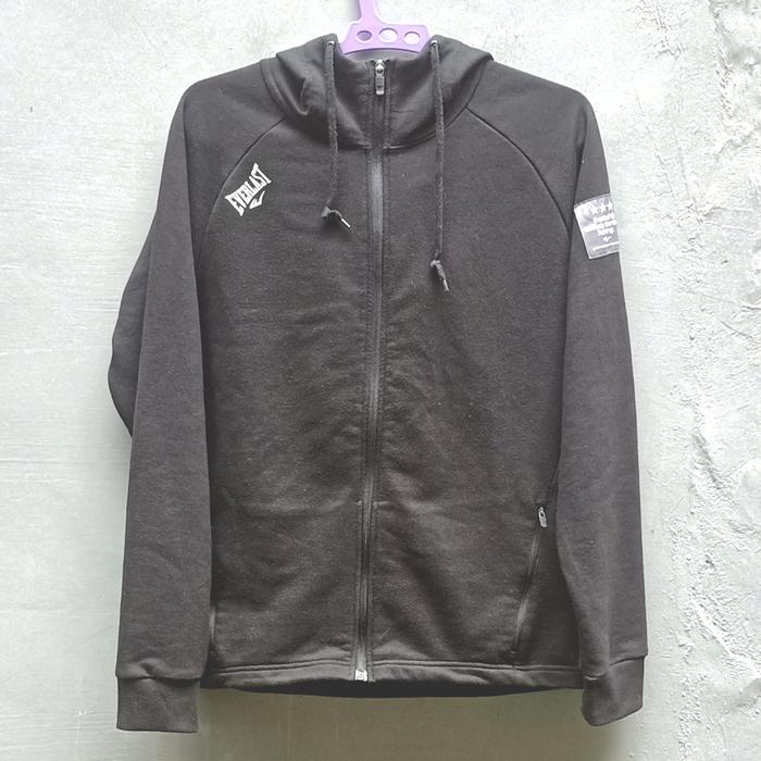 Tracktop Hoodie Zipper EVERLAST Original | Jaket Hitam | Thrift Bekas Preloved Second
