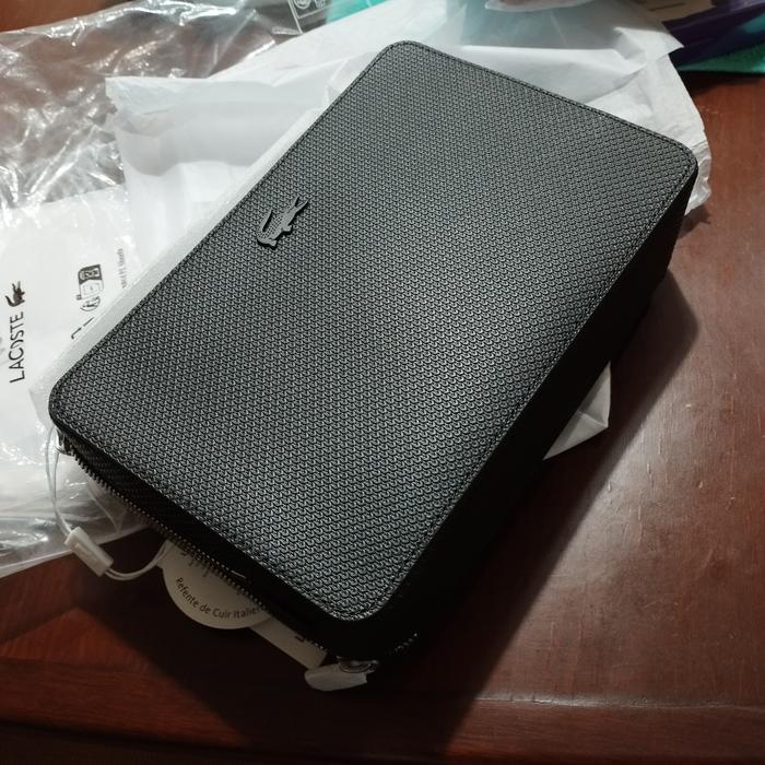 Man Handbag Clutch Pria Lacoste Ori warna hitam