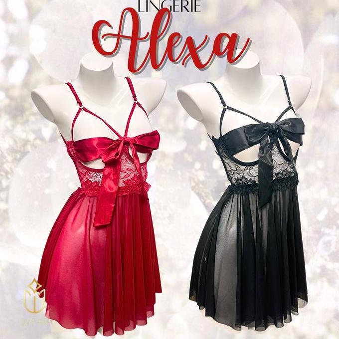 LINGERIE ALEXA / BAJU TIDUR RENDA MALAM WANITA TRANSPARAN ADA PITA DI DADA