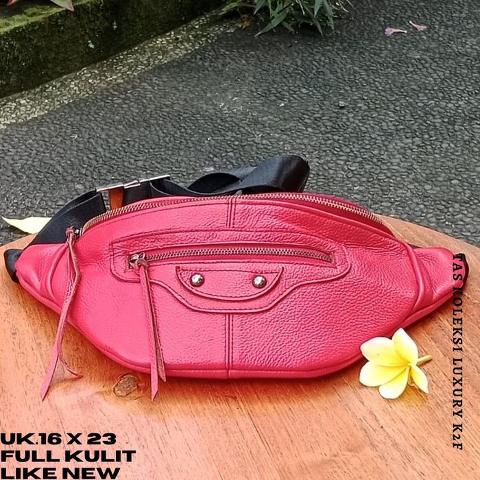 Waistbag/WB preloved kulit Balencia**, kulit asli mulus limited edition