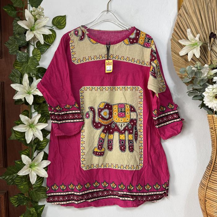 Tunik Pink Fuschia Katun Gajah