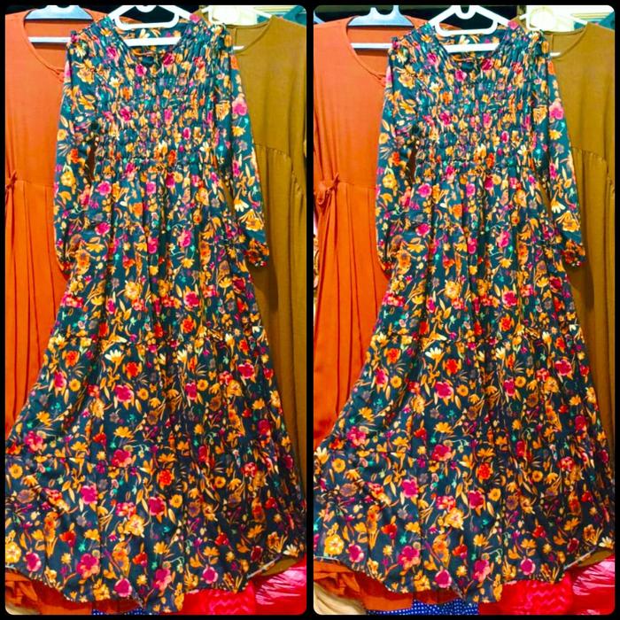 GAMIS SILKI KERUT DADA LD 100-115CM PB 140CM LEBAR MAYUNG.