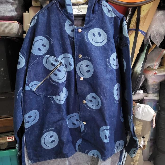 jaket jacket jeans smiley face x boy london hoddie