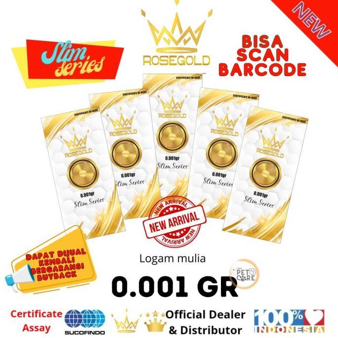 Logam Mulia Rose Gold Slim Series 0.001 Gram Emas Mini