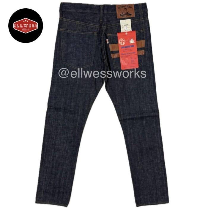 Momotaro Jeans Orange Leather Stripe (Japan Blue x Momotaro Collaboration).
