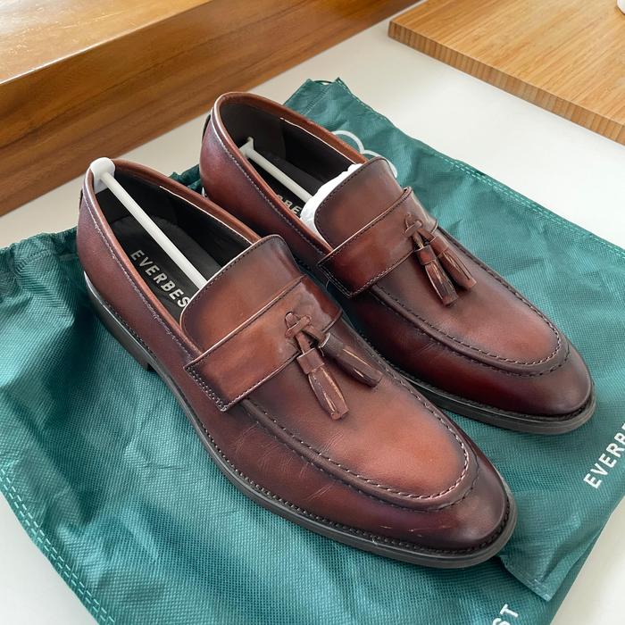 Sepatu Formal Second Preloved Everbest Man Shoes Tassel Kulit Coklat Leather Original Like New