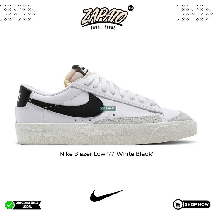 Sepatu Nike Blazer Low '77 'White Black' Original Brand New In Box
