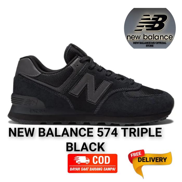Sepatu NB 574 New Balance 574 Triple Black Sepatu Casual Pria Sneaker Sport Olahraga Lari Sepatu San