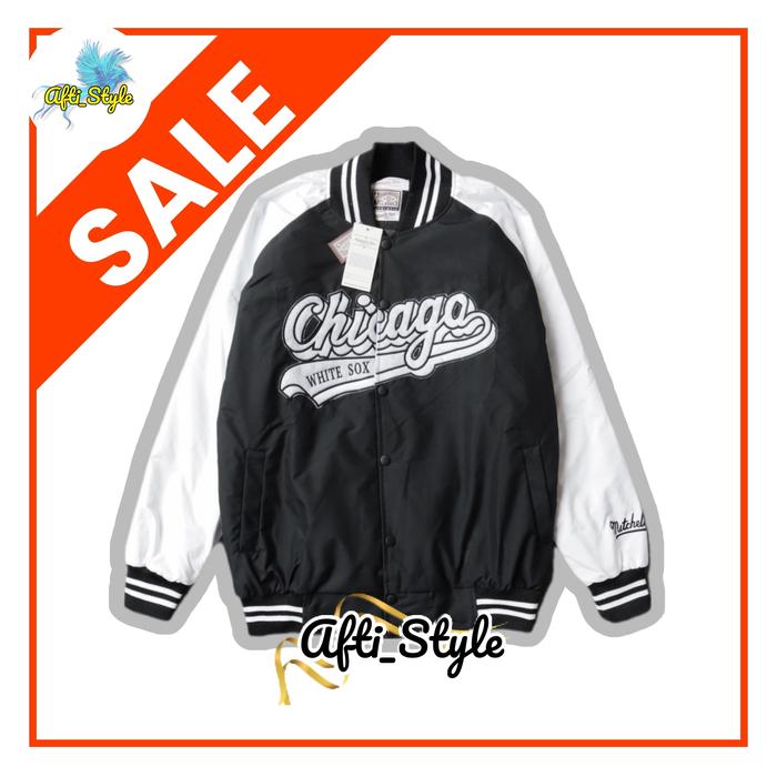 Jaket Varsity Chicago White Sox Kombi Scott Bordir Premium Unisex Size L-XL