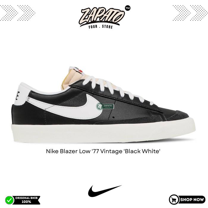 Sepatu Nike Blazer Low '77 Vintage 'Black White' Original Brand New In Box