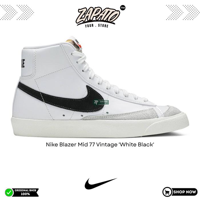 Sepatu Nike Blazer Mid 77 Vintage 'White Black' Original Brand New In Box