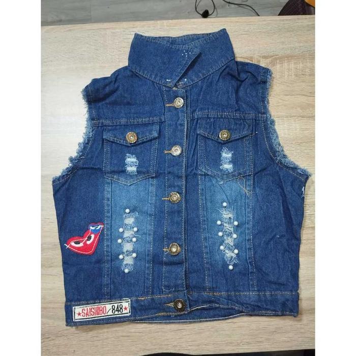 Istimewa !!! Jaket Rompi Wanita Mutiara Jeans Denim Rompi Wanita